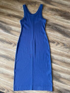 Everlane The 90s Rib Dress in Deep Blue - Midi Length